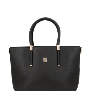 Grand Grid Women's Black Leather Tote Handbag