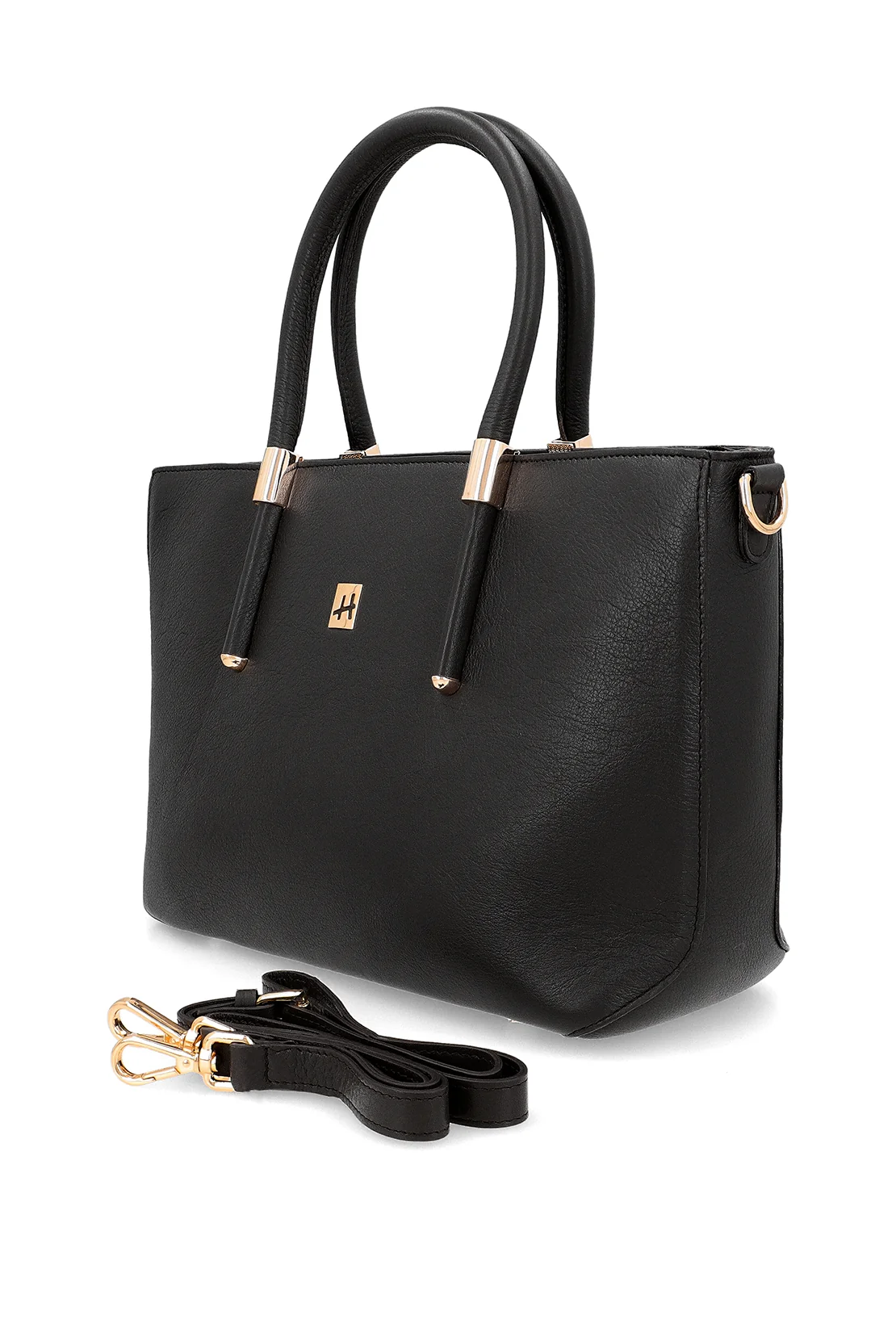 Grand Grid Women's Black Leather Tote Handbag - Image 4