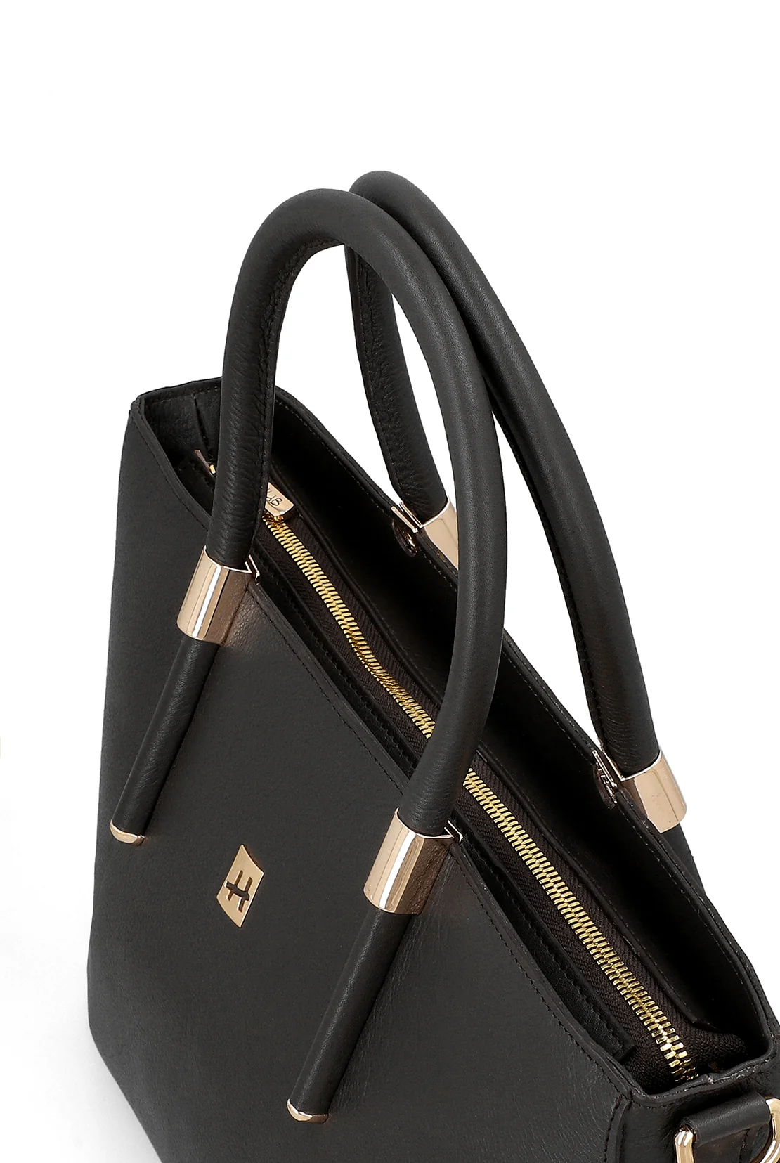 Grand Grid Women's Black Leather Tote Handbag - Image 3